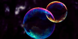 closeup photo of two bubbles