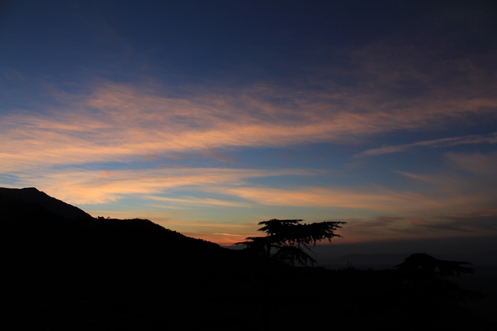 silhouette of mountain peak