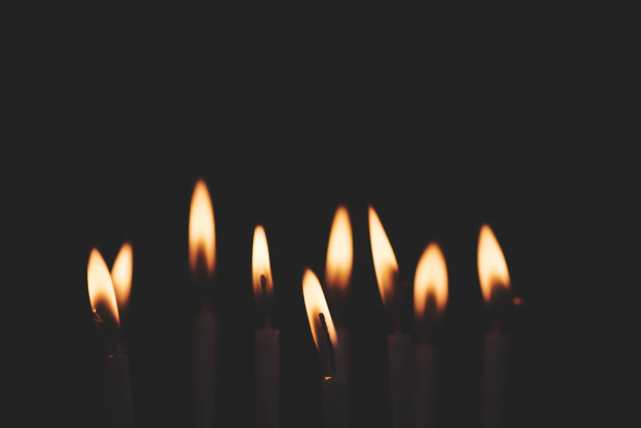 Lit candles
