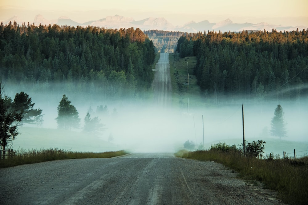 photo of concrete road towards mountain