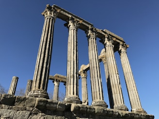 Ancient architecture standing proudly against a bright blue sky, telling stories of the past.