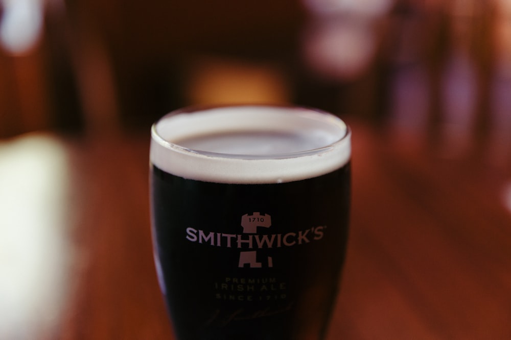 clear Smithwick's glass with coffee