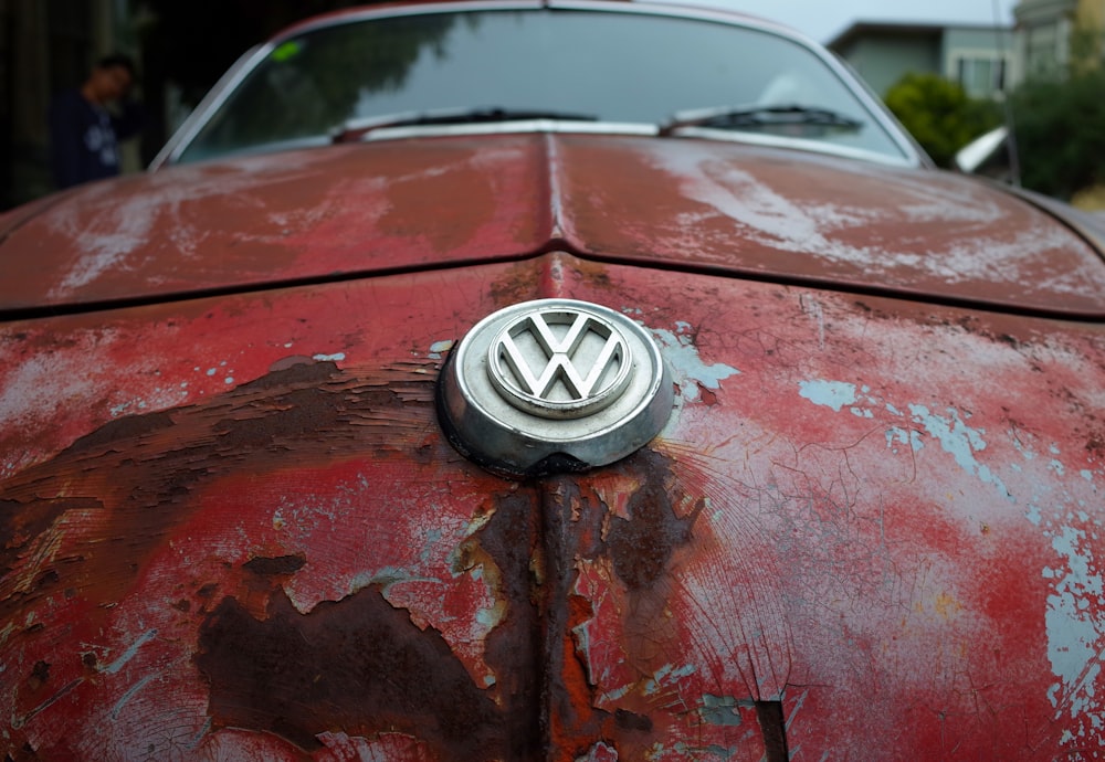 red Volkswagen car