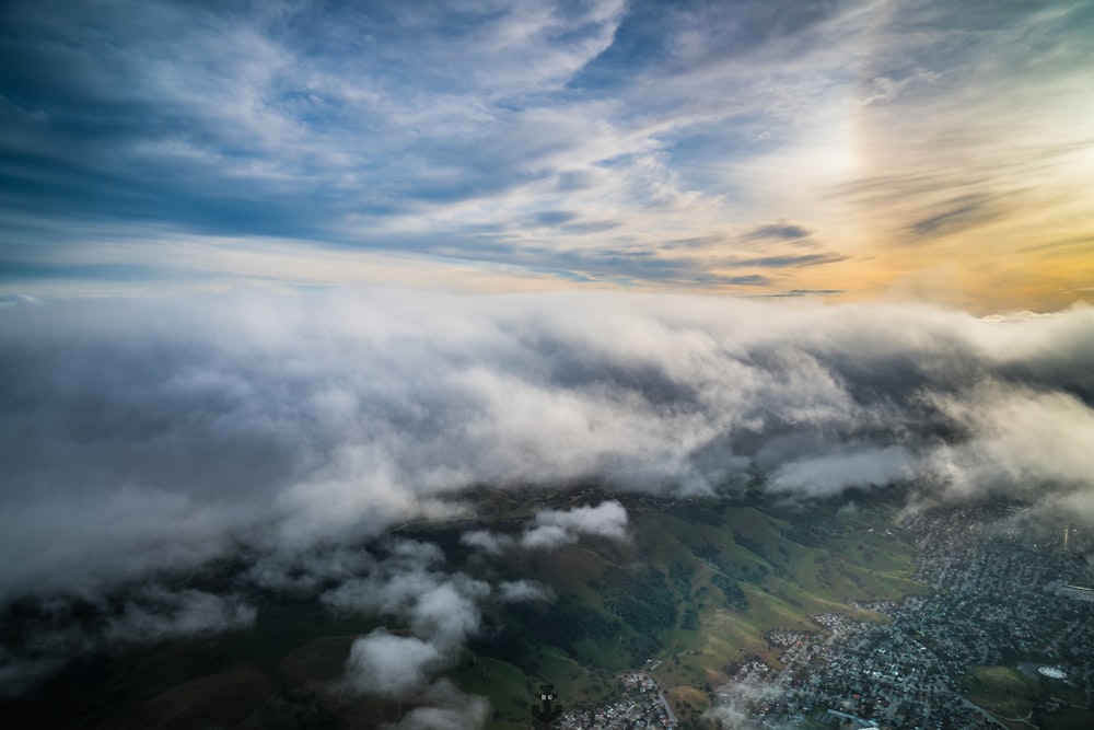 aerial view of sea of clouds