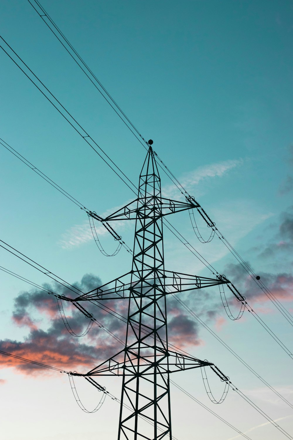 photo of black transmission tower