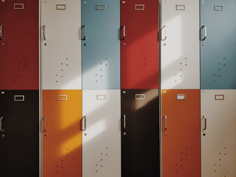 assorted-color lockers