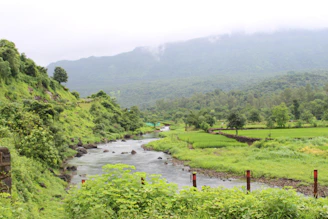 A serene river landscape, central to Myènè community life and stories.