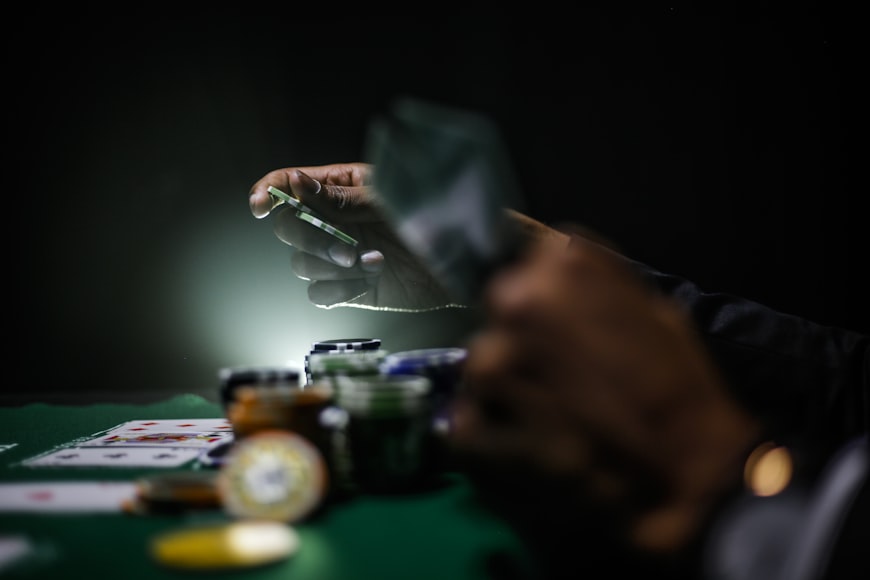 gambling on casino table