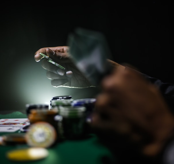 selective focus photography of poker chips