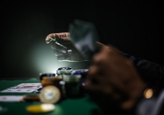 selective focus photography of poker chips