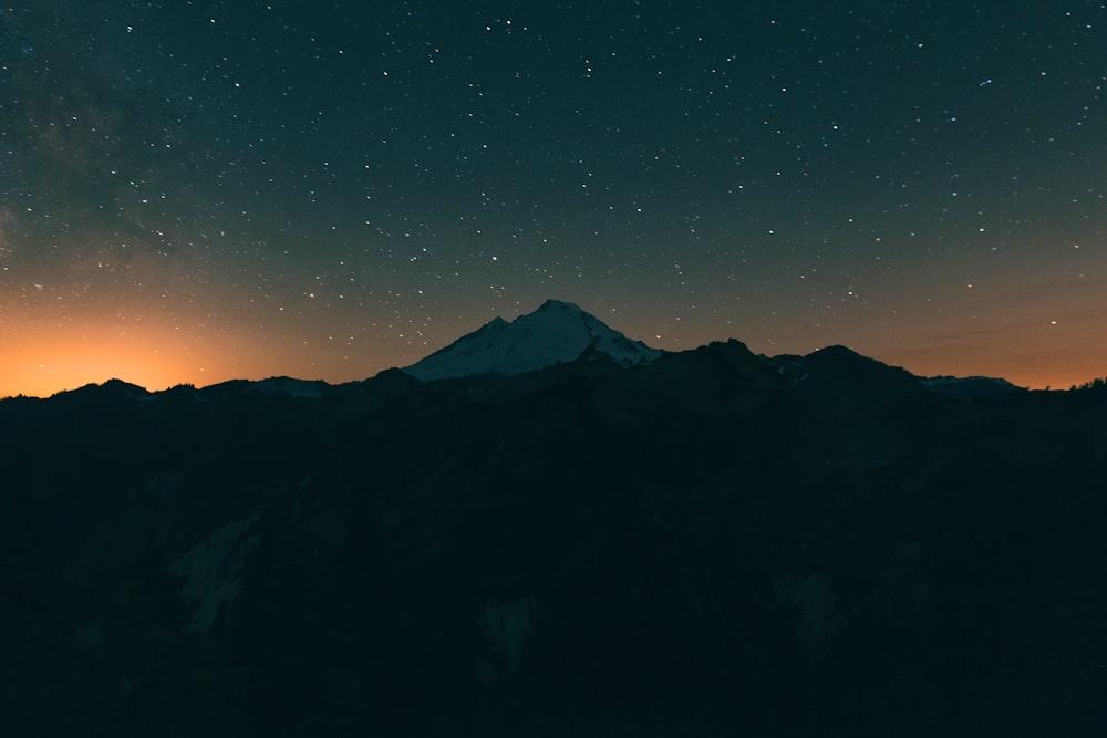 mountains under starry night