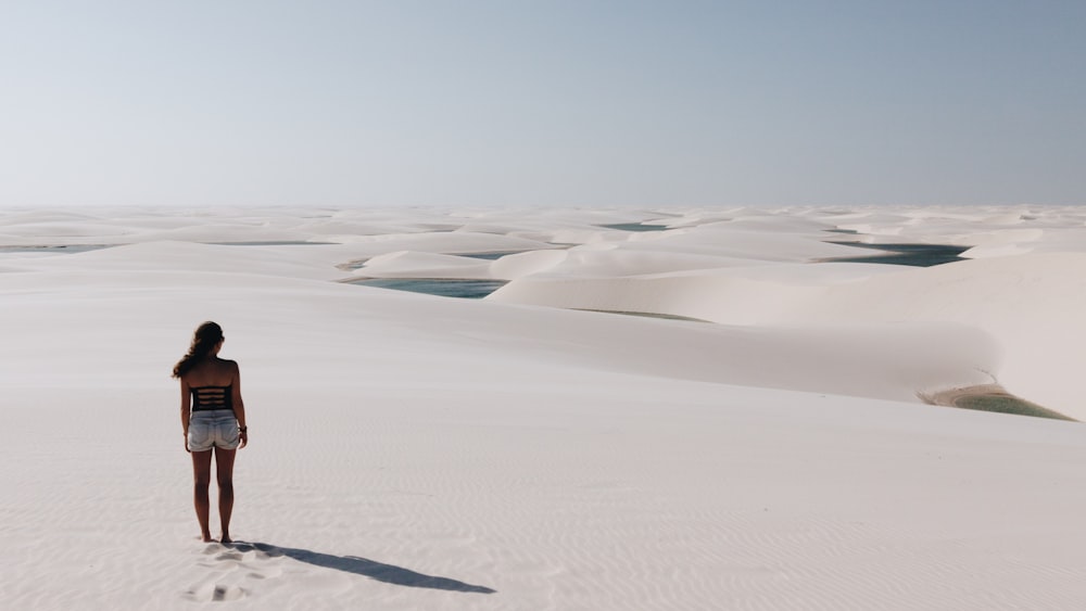 woman standing on desert