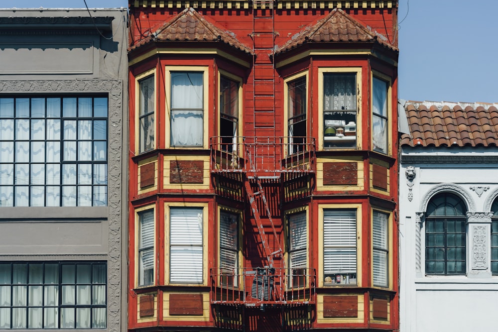 red painted residential building