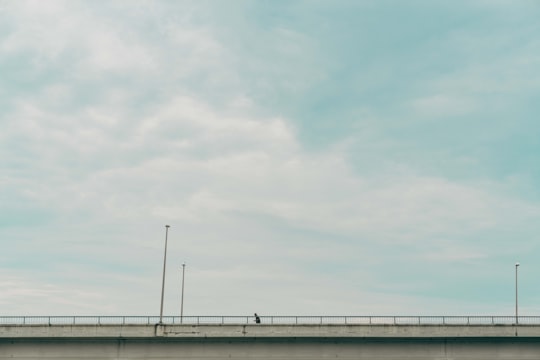 gray suspension bridge under white clouds during daytime in Nashville United States