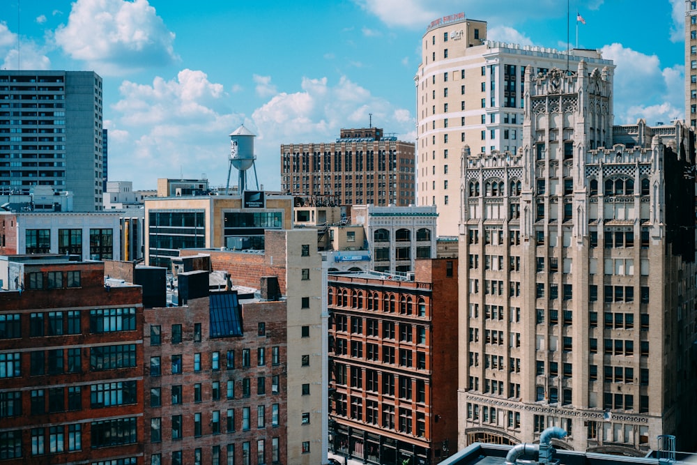 aerial photography of brown and beige buildings