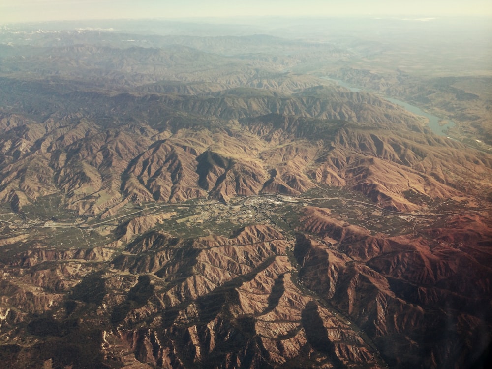 aerial view photography of brown mountains during daytime