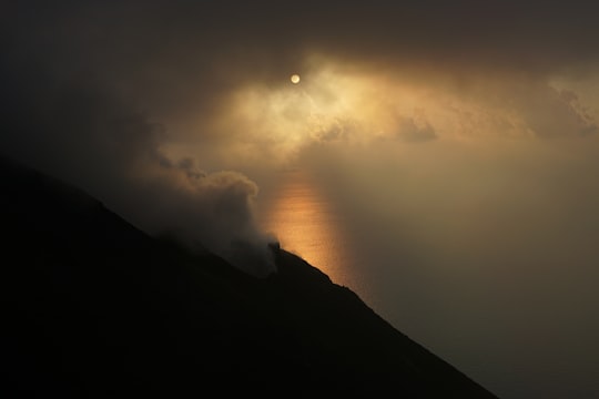 silhouette photography of mountain in Stromboli Italy