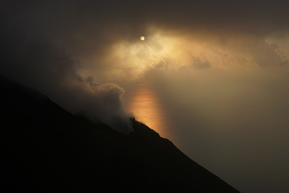 silhouette photography of mountain