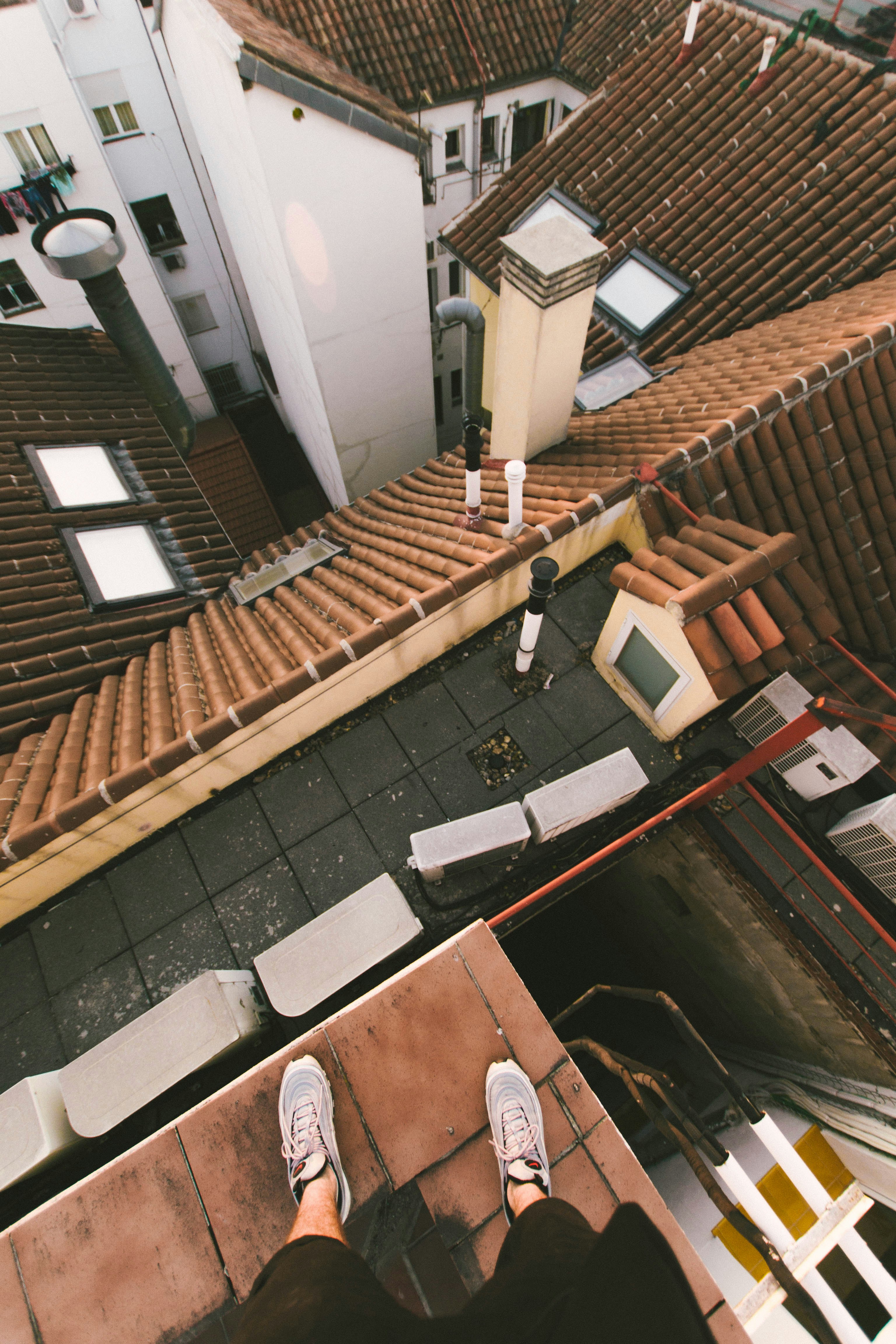 Portuguese clay roof tiles on a building