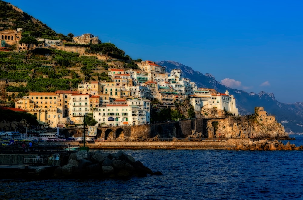 high rise buildings near cliff