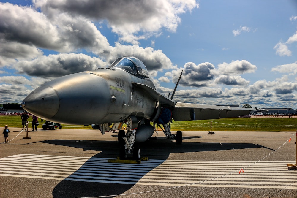 grey plane on the ground