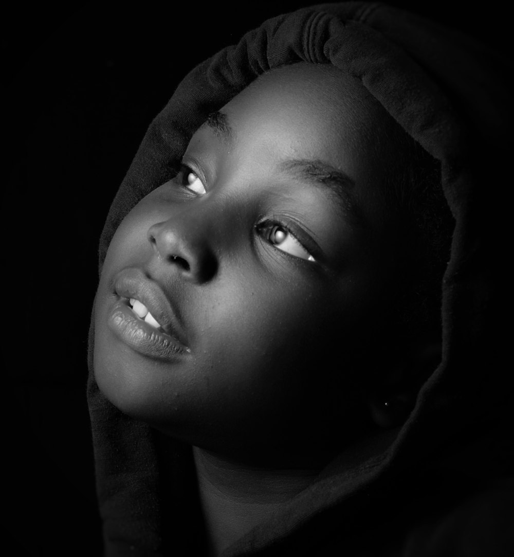 grayscale photography of kid