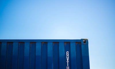 blue intermodal container