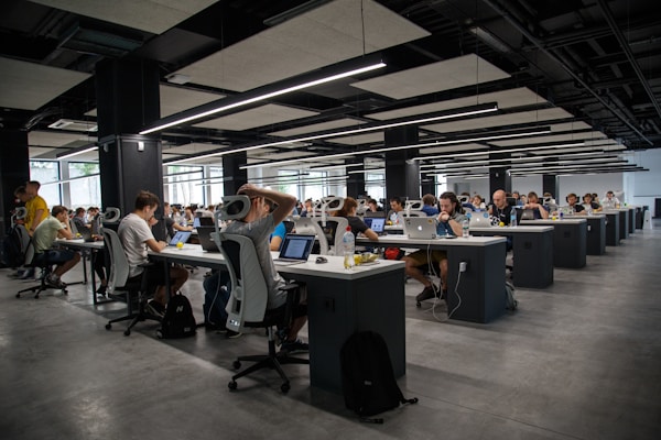 People working remotely in outdoor cultural environment