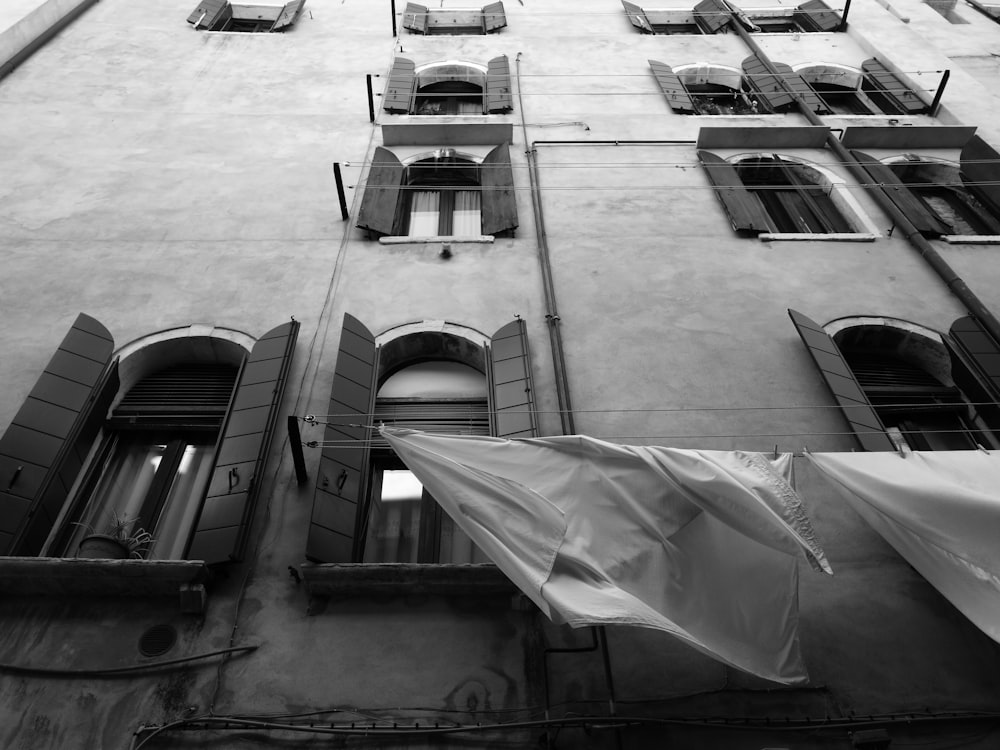 grayscale photography of building