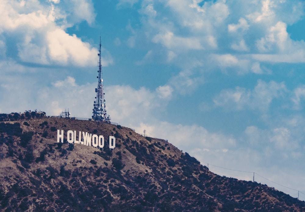 Hollywood logo under blue sky