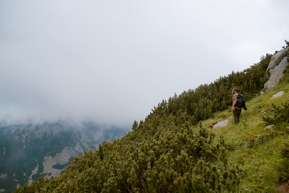 person standing on top of mountain