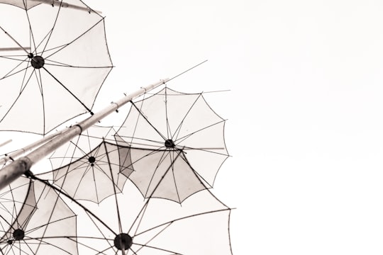 umbrellas outline under white sky at daytime in Thessaloniki Greece