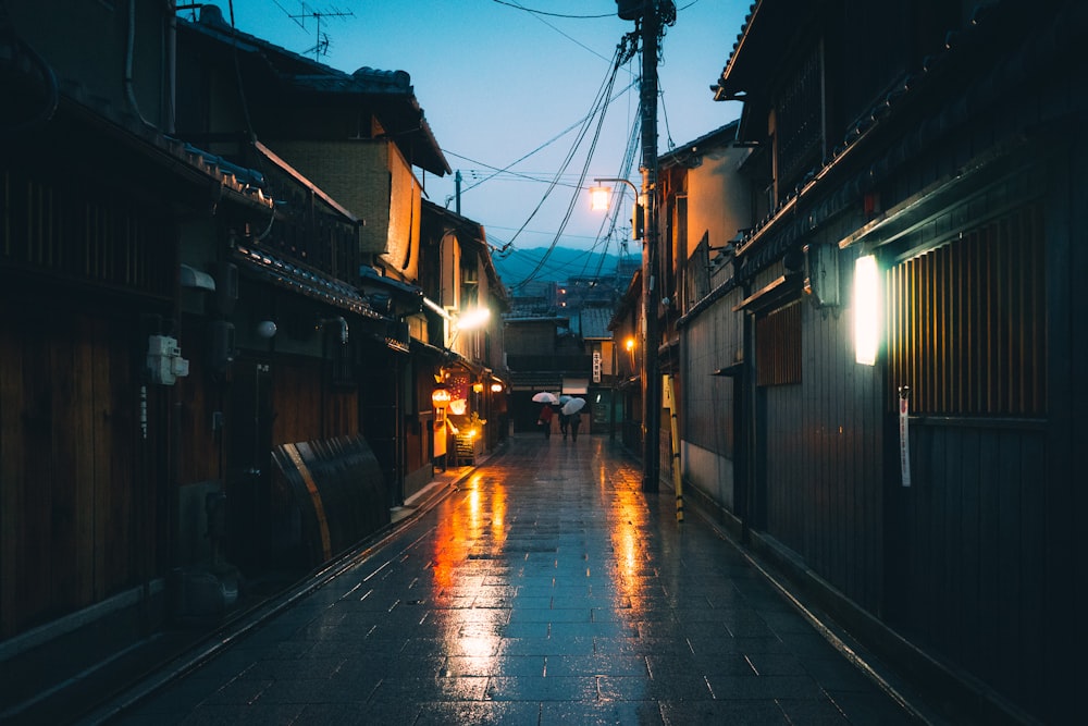 empty pathway between houses