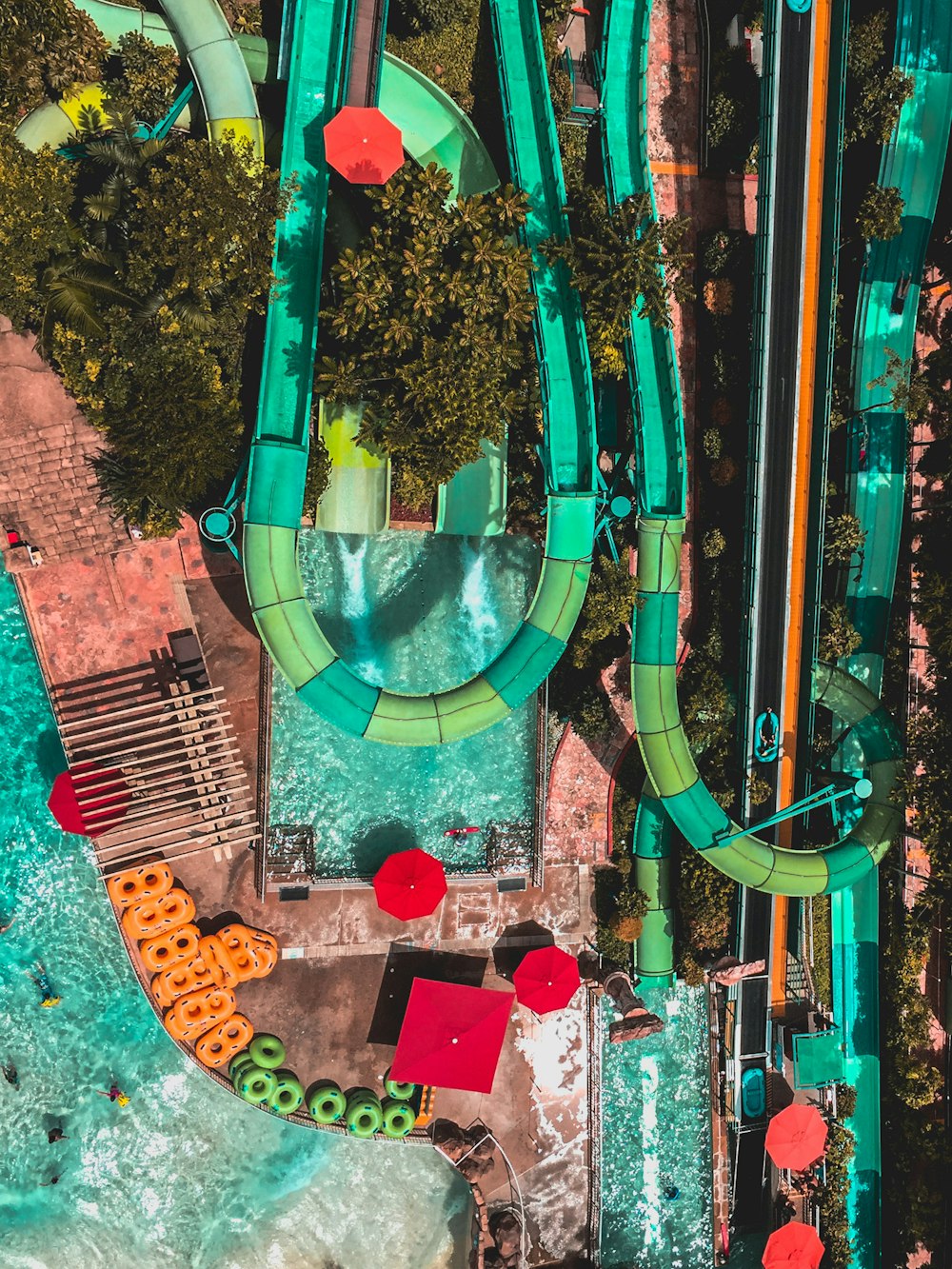 aerial photo of water park