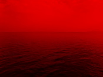 photo of ocean with red lights