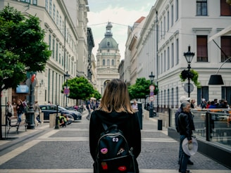 woman carrying backpack