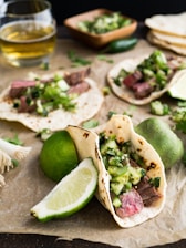 taco with beside sliced lemon