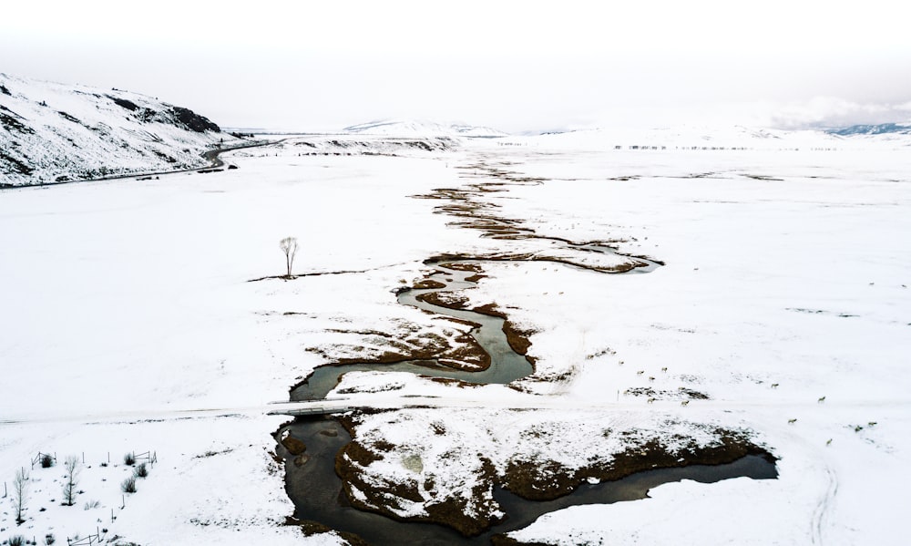 landscape photography of snow covered land