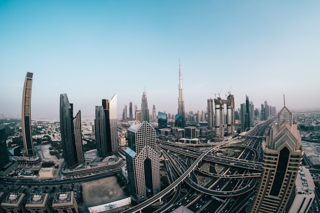 aerial photography of skyway and city building