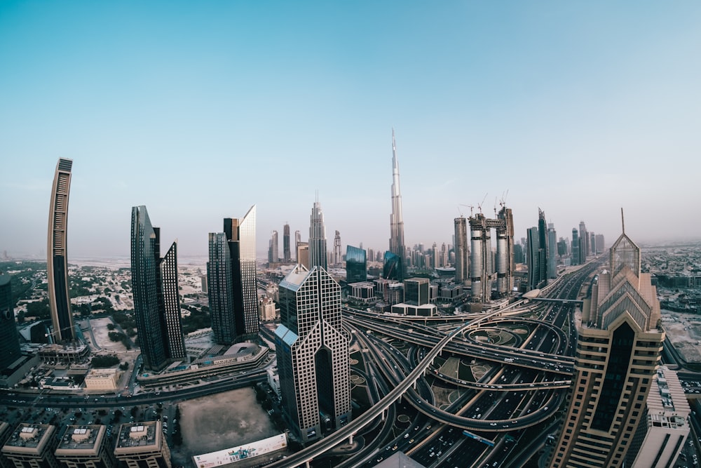 aerial photography of skyway and city building