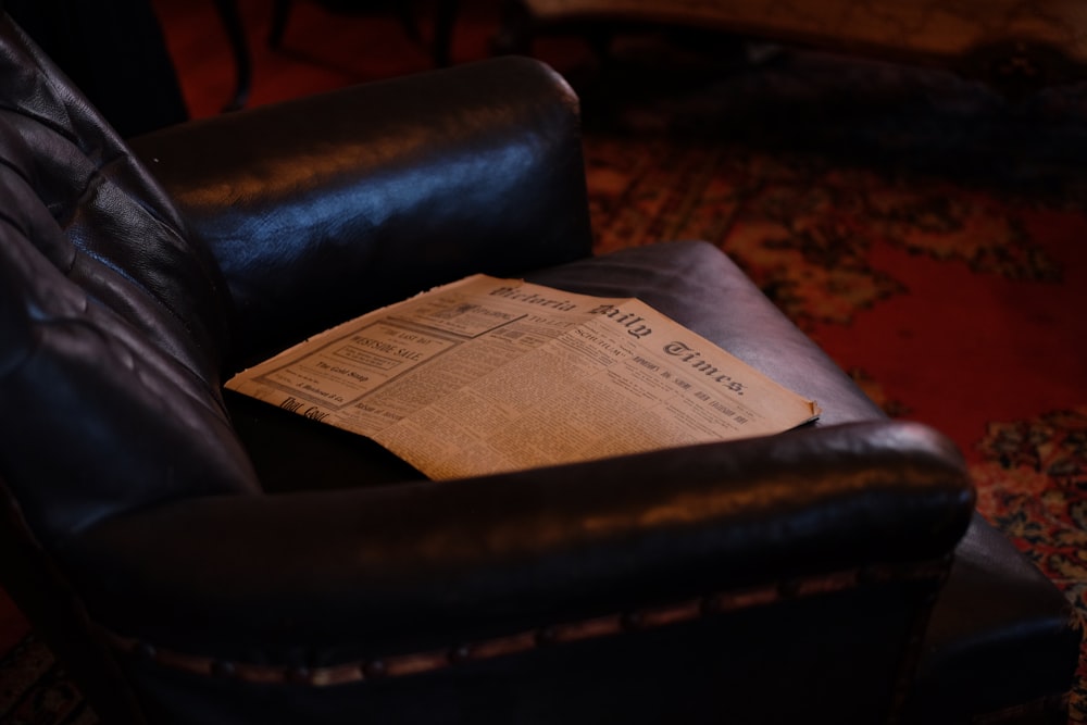 black leather sofa chair