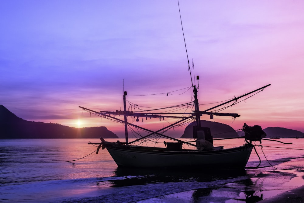 white canoe boat near seashore