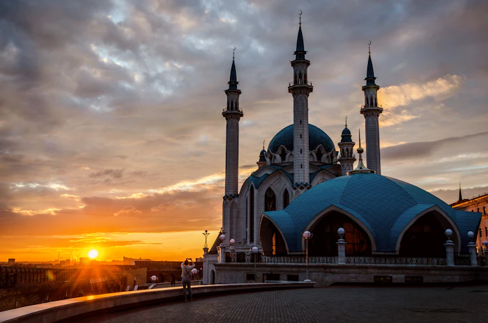 Kazan Kremlin cathedral at golden hour