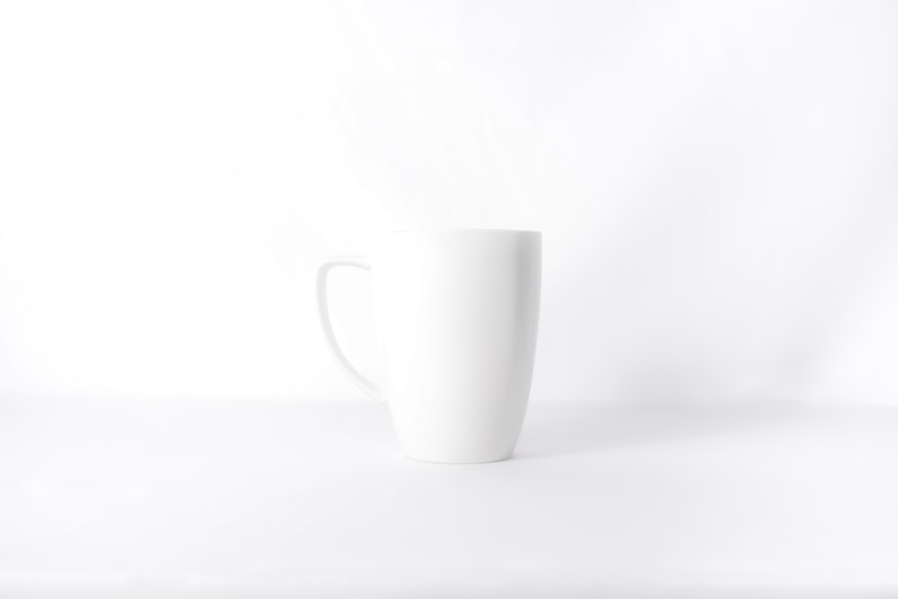 white mug against white background