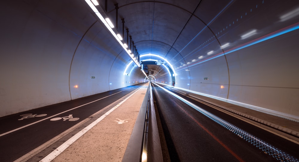 timelapse photo of tunnel