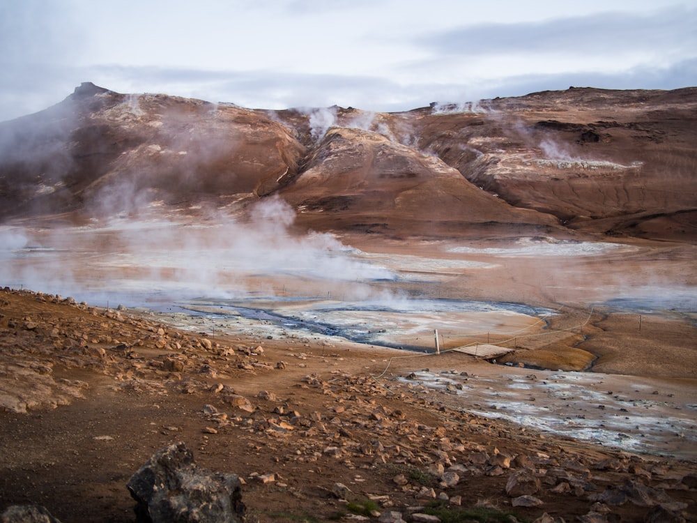 landscape photography of brown mountain