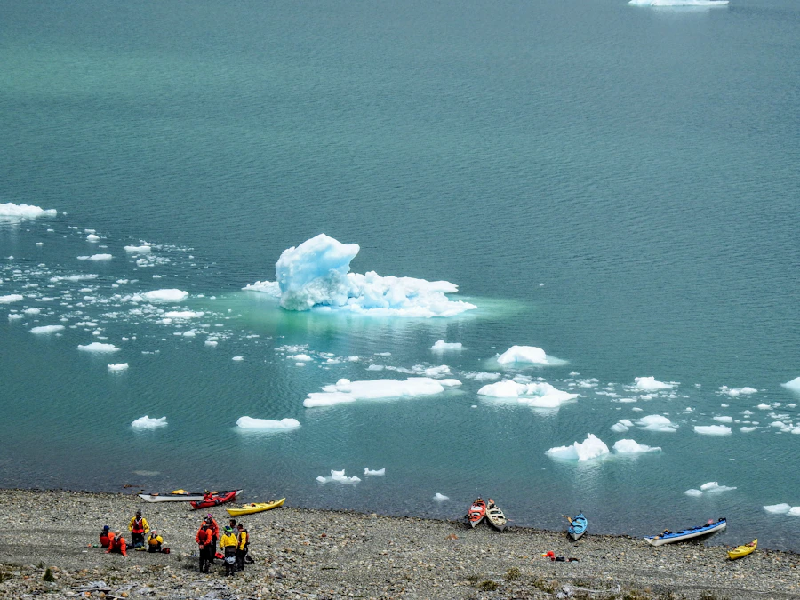 Expedition guests landing on a polar shoreline