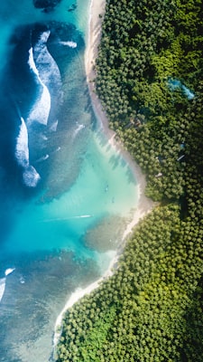 Aerial view of Topsail Beach barrier island coastline in Brunswick County NC