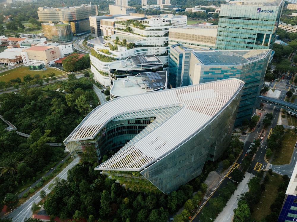 gray architectural building aerial photography