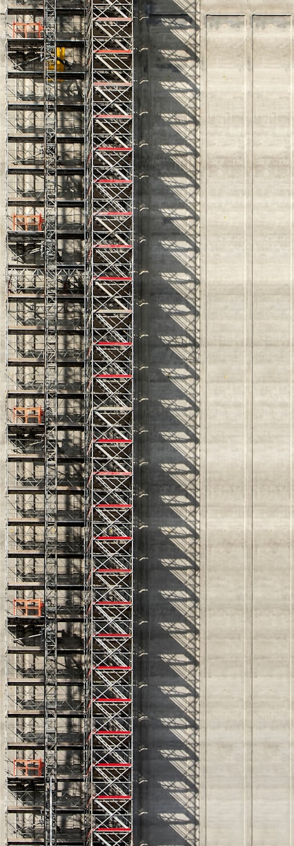 aerial photography of gray steel scaffolding